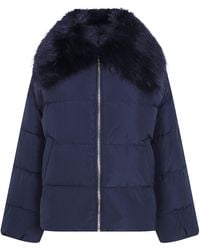 Twinset - Windbreaker Faux Fur Neck Puffer Jacket - Lyst