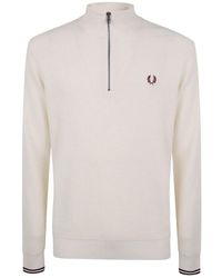 Fred Perry - Waffle Stitch Half Zip Jumper - Lyst