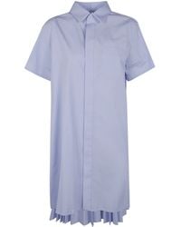 Sacai - Cotton Popeline Midi Dress - Lyst