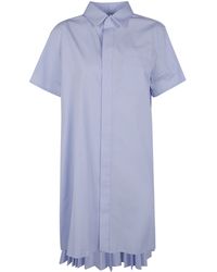 Sacai - Cotton Popeline Midi Dress - Lyst