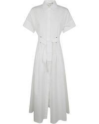 Max Mara - Agoraio Belted Short Sleeves Popeline Dress - Lyst