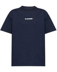 Jil Sander - T-Shirt Con Collo A Rondo E Maniche Corti Con Logo - Lyst