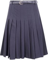 Self-Portrait - Pleated Twill Midi Skirt - Lyst