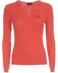 Polo Ralph Lauren - Red Round Neck Sweater - Lyst