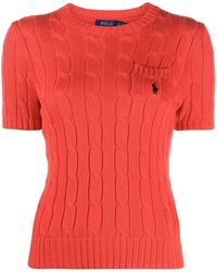 Polo Ralph Lauren - Cotton Sweater Crew Neck W/Braids - Lyst