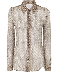 Marine Serre - Moon Diamant Silk Crepon Button Up Blouse Clothing - Lyst