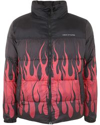 Vision Of Super - Black Puffy Jacket With Red Flames - Lyst
