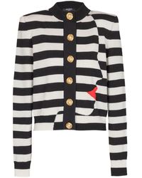 Balmain - Cardigan Knit Marinière Con Bottoni - Lyst