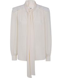 Chloé - Lace-Panelled Pussy-Bow Blouse - Lyst