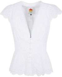 FARM Rio - Camicia Bianca Ricamata - Lyst