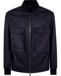 Desa - Leather Patch Pocket Bomber Jacket By - Lyst