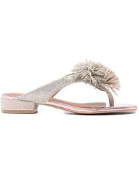 Kurt Geiger - Pom Pom T-Bar Flat Fabric - Lyst
