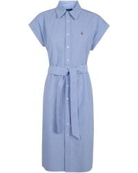 Polo Ralph Lauren - Woven Short Sleeves Mini Shirt Dress - Lyst