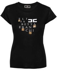 Elisabetta Franchi - Short Sleeves Logo T-Shirt - Lyst