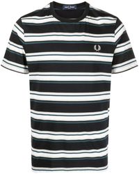 Fred Perry - Laurel Wreath-embroidered Striped Cotton T-shirt - Lyst