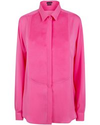 Tom Ford - Washed Silk Georgette Tuxedo Shirt - Lyst