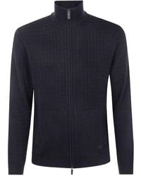 Emporio Armani - Full Zip Turtle Neck Sweater - Lyst
