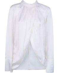Balmain - Drapped Silk Blouse Shirt - Lyst