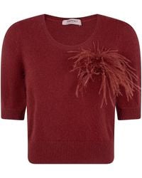 Twinset - Sweater Short Sleeves "Round Neck With Feathers" - Lyst
