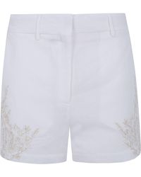 Semicouture - Embroidered Linen Pijama Shorts - Lyst
