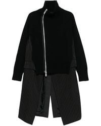 Sacai - Stripe Doeskin X Wool Knit Coat Dress - Lyst