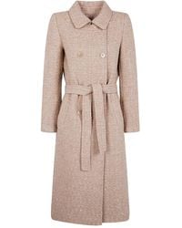 Twinset - Boucle Coat With Belt - Lyst