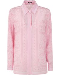 Versace - Formal Shirt Baroque Print Crepe De Chine Fabric Clothing - Lyst