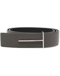 Tom Ford - T-Logo Pebbled Leather Belt - Lyst