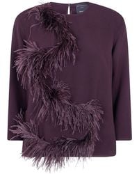 Antonelli - Top Feathered Round Neck "Mango" - Lyst
