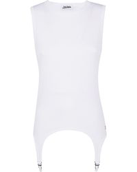 Jean Paul Gaultier - Cotton Ribbed Tank Top With Lingerie Garter - Lyst
