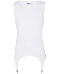 Jean Paul Gaultier - Cotton Ribbed Tank Top With Lingerie Garter - Lyst