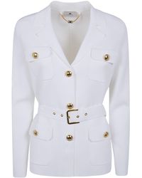 Elisabetta Franchi - Belted And Pocket Knit Cardigan - Lyst