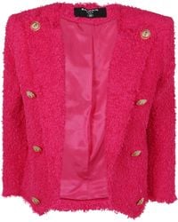 Balmain - 8 Button Tweed Spencer Jacket - Lyst