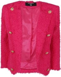 Balmain - 8 Button Tweed Spencer Jacket - Lyst