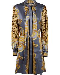 Versace - Dress Cheetah Foulard On Silk Crepe Satin Lw - Lyst