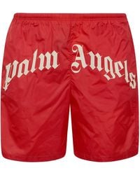 Palm Angels - Swim Shorts Curved Logo "Pmfd018S26Fab001" - Lyst