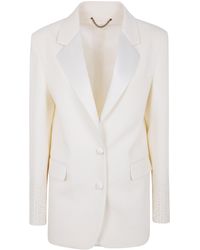 Golden Goose - Journey W's Single Breasted Over Jacket Viscose Wool Crepe W Satin Lapel & Beads Embroidery - Lyst