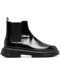 Hogan - Chelsea Round-toe Leather Boots - Lyst