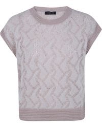 Anneclaire - Short Sleeves Round Neck Sweater - Lyst