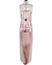 Jean Paul Gaultier - Draped Long Dress With Trompe L'Œil Print - Lyst