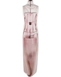 Jean Paul Gaultier - Abito Lungo Drappeggiato Con Stampa Trompe L'Ail - Lyst