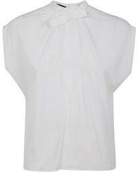 DR. HOPE - Silk Blend Bow Blouse - Lyst