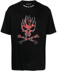 Vision Of Super - Black T-shirt With Red Skull Print - Lyst