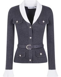 Self-Portrait - Sweater Ribbed Knit Cardigan - Lyst