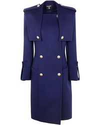 Balmain - Buttoned Wool & Cashmere Trench Coat - Lyst