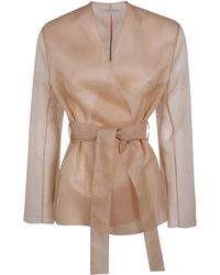 Antonelli - 'Elia' Organza Silk Belted Waist Coat - Lyst