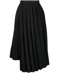 Sacai - Pinstripe Asymmetric Pleated Skirt - Lyst