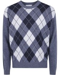 DUNST - Sweater Argyle Crew Neck Argyle Crew Neck Sweater" - Lyst