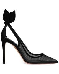 Aquazzura - Bow Tie Mesh Heeled Pumps - Lyst
