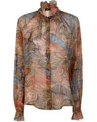 Etro - Shirt With Frill On The Collar - Lyst